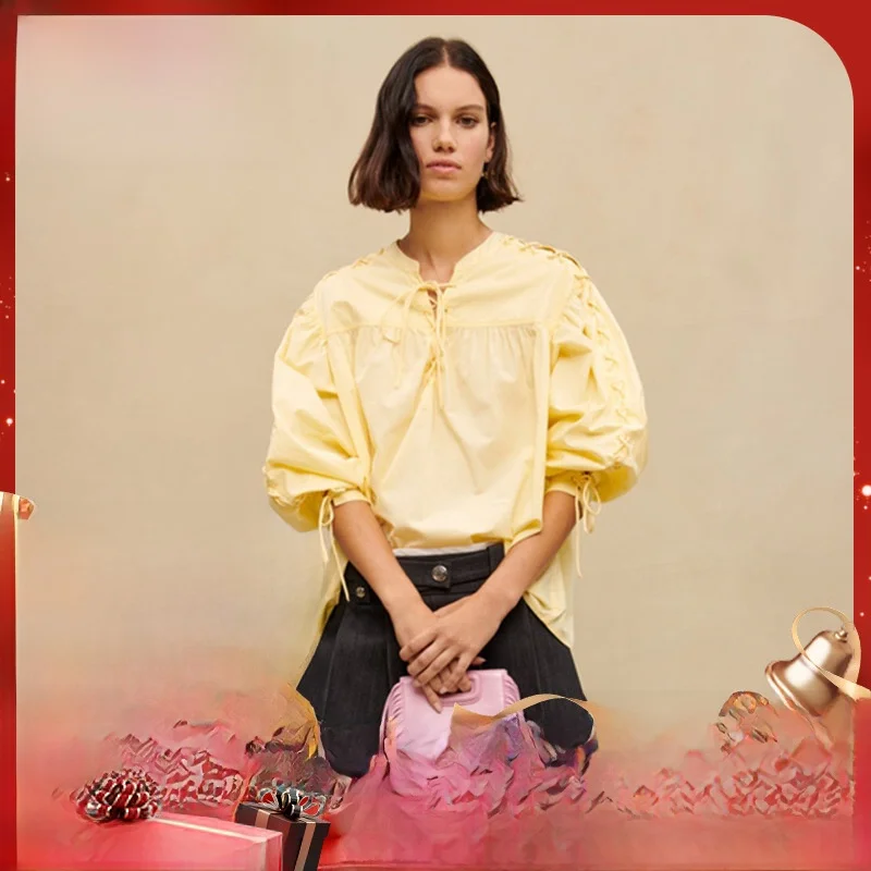 MaSandeM Spring Summer 2023 Women's Faion Design Belted Bubble Sve irt Top Ele OL Sle Pure Color Loose Fit
MaSandeM Spring Summer 2023 Women's Faion Design Belted Bubble Sve irt Top Ele OL Sle Pure Color Loose Fit
