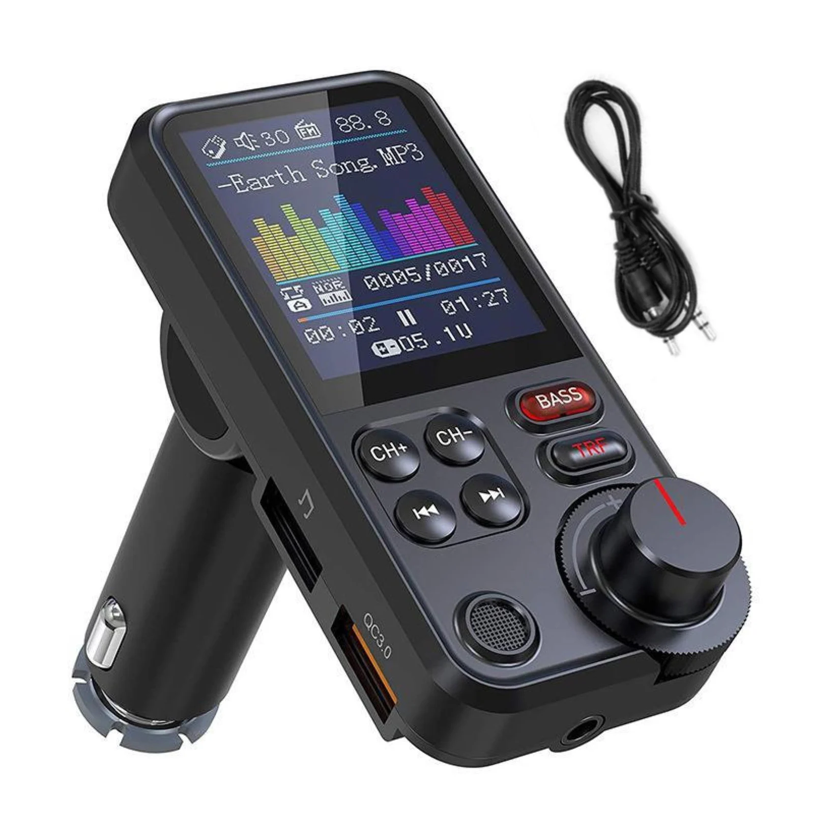 1.8-inch Wireless Car Bluetooth FM Transmitter 3.5mm Aux Audio Radio Adapter Interface QC3.0 Charging Port Dual USB Charger
1.8-inch Wireless Car Bluetooth FM Transmitter 3.5mm Aux Audio Radio Adapter Interface QC3.0 Charging Port Dual USB Charger