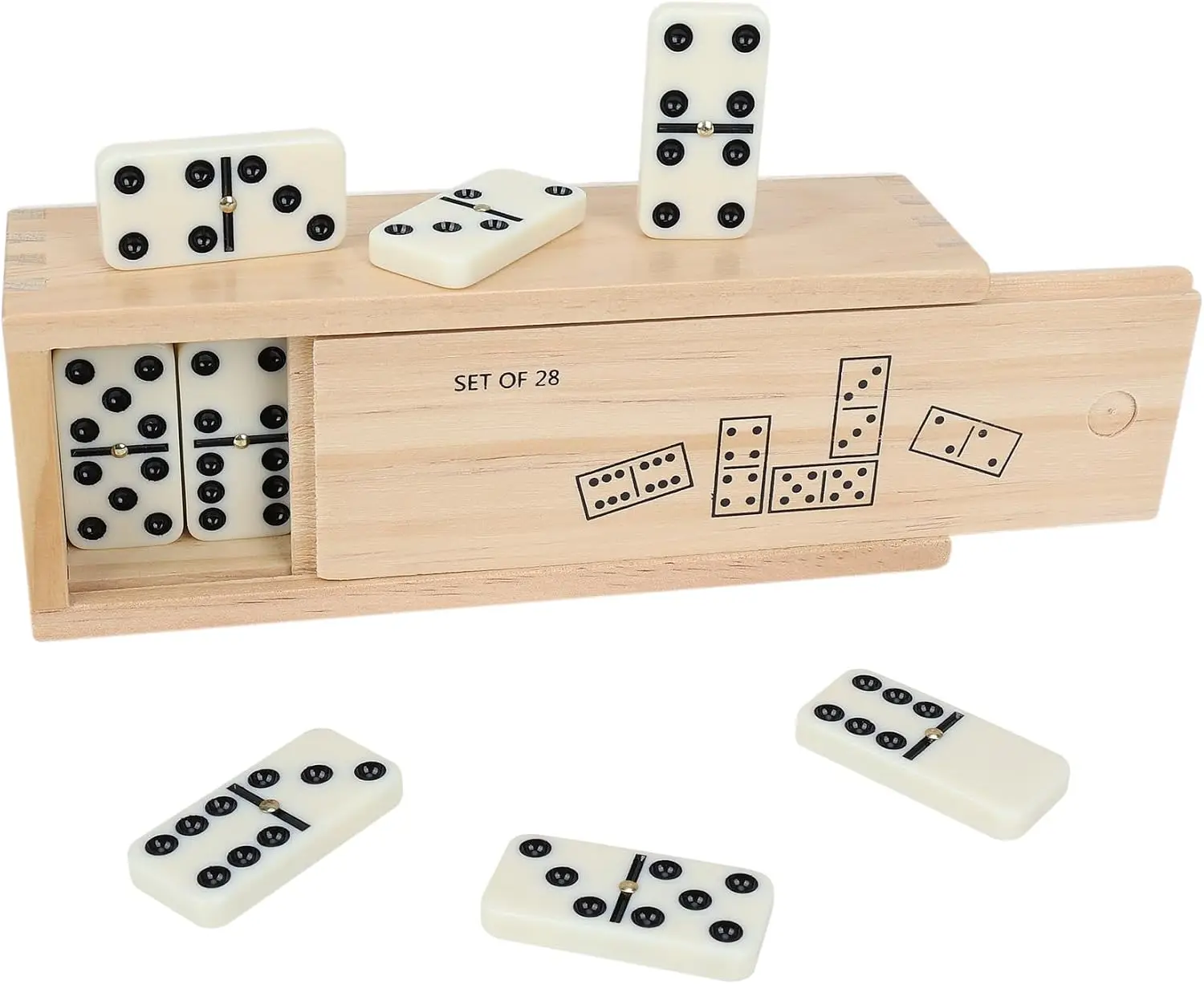 Dominoes Set with Wooden Box - Tile Dot Games for Family Night, Travel & Party
Dominoes Set with Wooden Box - Tile Dot Games for Family Night, Travel & Party