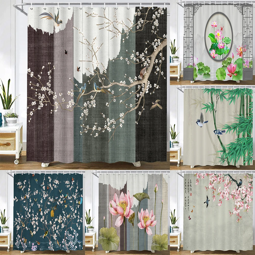 Waterproof Polyester Fabric Shower Curtain with 12 Hook Chinese landscape flower bird Bath Curtain Home Decor Bathroom Curtains
Waterproof Polyester Fabric Shower Curtain with 12 Hook Chinese landscape flower bird Bath Curtain Home Decor Bathroom Curtains