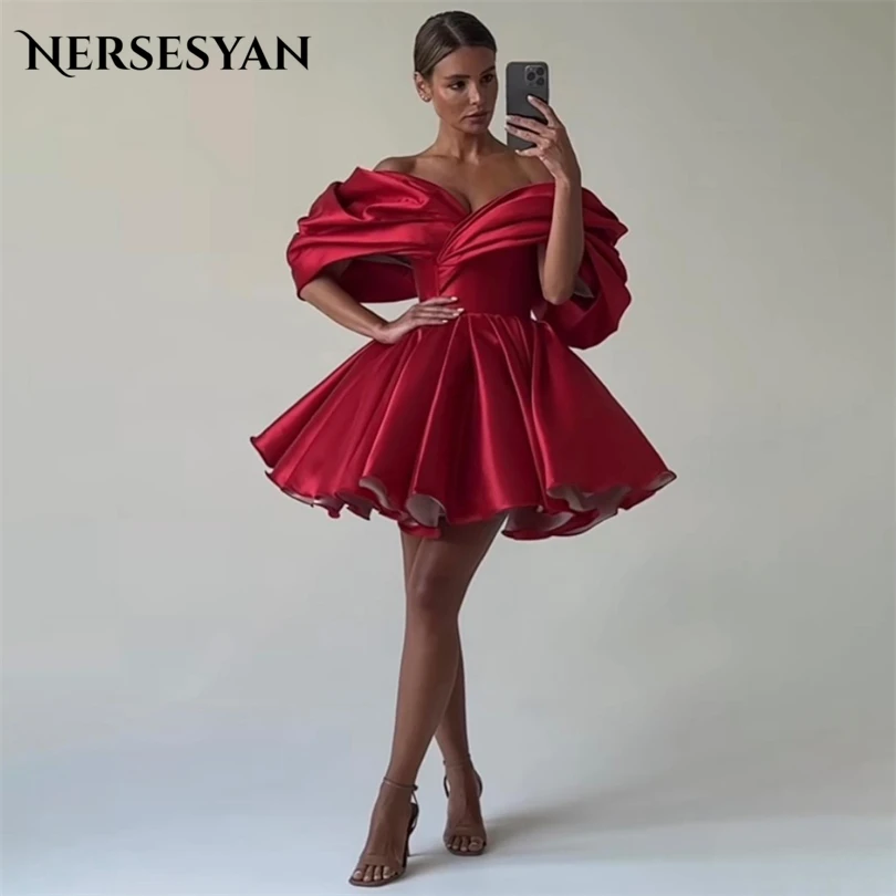 Nersesyan Mini Red Satin Ball Gowns Off Shoulder A Line Pleats Formal Evening Dresses Short Cocktail Vestidos De Fiesta 2023
Nersesyan Mini Red Satin Ball Gowns Off Shoulder A Line Pleats Formal Evening Dresses Short Cocktail Vestidos De Fiesta 2023
