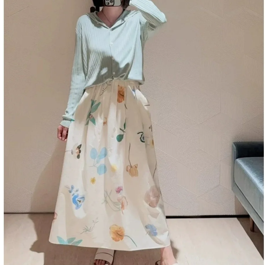 Withered Summer New Vacation Style Elegant Watercolor Printed Silk Cotton Blended Skirt Skirt Woman Clothing Faldas Skirts
Withered Summer New Vacation Style Elegant Watercolor Printed Silk Cotton Blended Skirt Skirt Woman Clothing Faldas Skirts