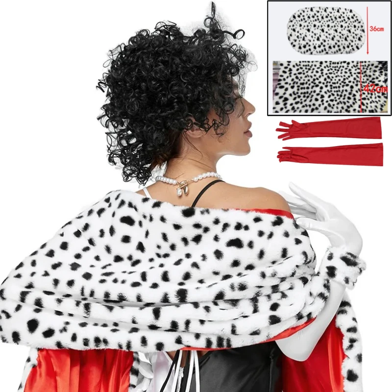 Movie Black and White Cruella Spotted Dog Shawl Cape Trendy Gothic-Inspired Warm Shawl Gloves for Women's Halloween Party
Movie Black and White Cruella Spotted Dog Shawl Cape Trendy Gothic-Inspired Warm Shawl Gloves for Women's Halloween Party