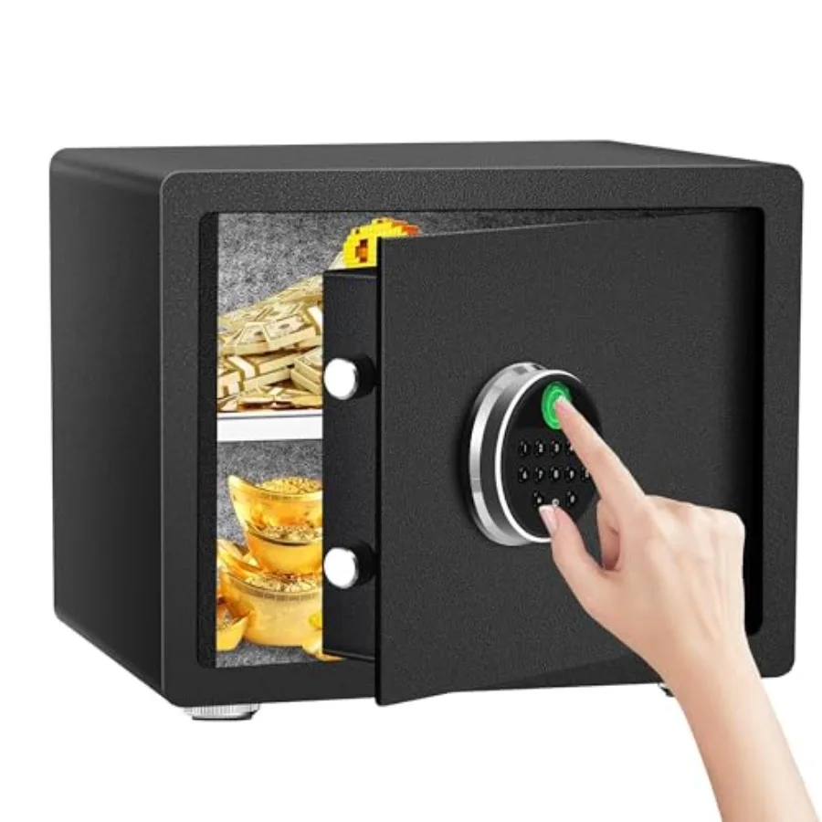 Biometric Fingerprint Safe Box with Digital Keypad, Steel Construction, Black, Quick-Access Security for Home, Office and Hotel
Biometric Fingerprint Safe Box with Digital Keypad, Steel Construction, Black, Quick-Access Security for Home, Office and Hotel