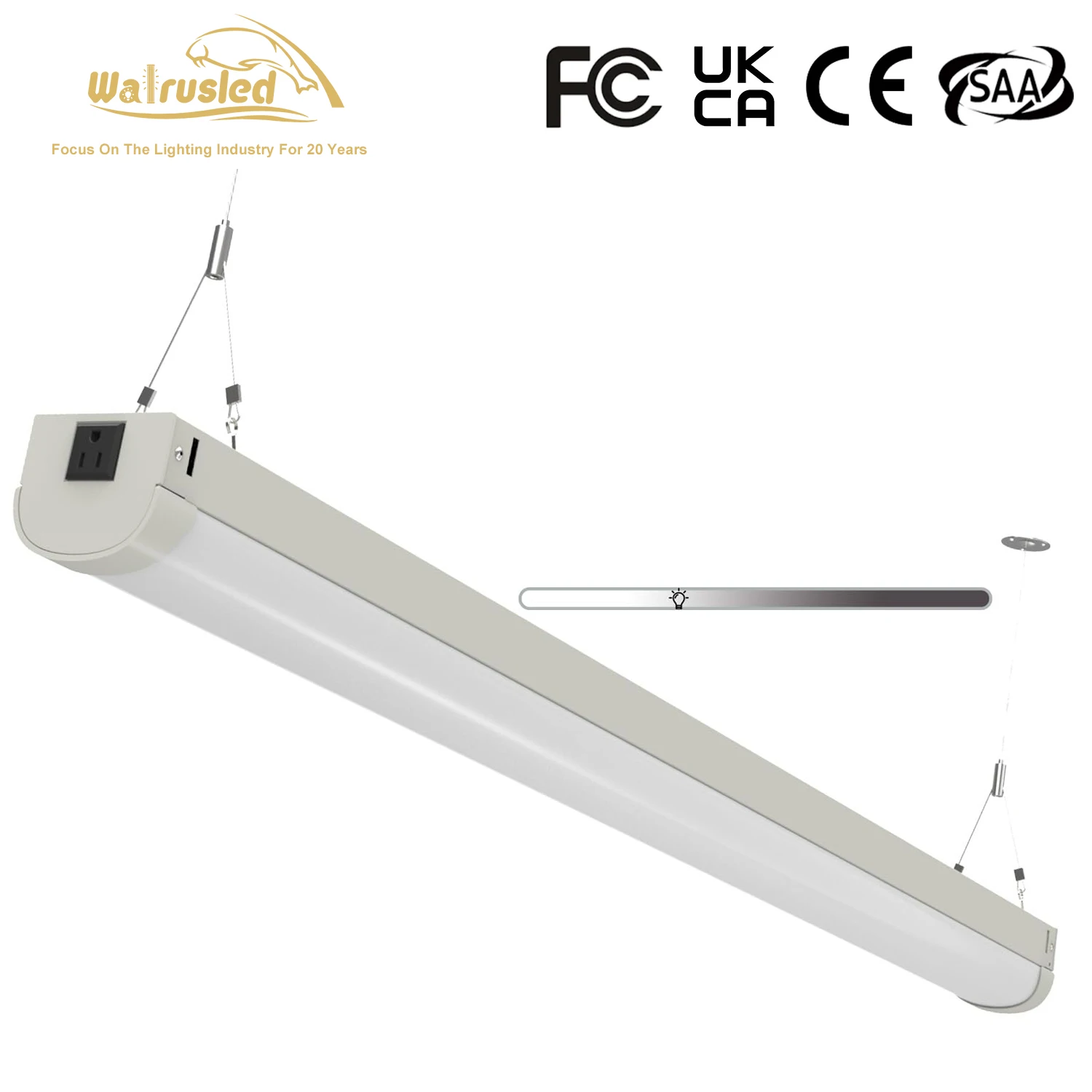 4 Foot Linkable Plug LED Linear Strip 80W Stairwell Light Fixture 8800lm 5000K SCR Dimmable LED Shop Lights with Power Cord, FCC
4 Foot Linkable Plug LED Linear Strip 80W Stairwell Light Fixture 8800lm 5000K SCR Dimmable LED Shop Lights with Power Cord, FCC