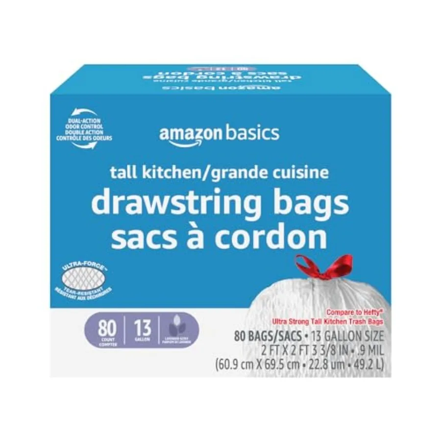 Ultra-Force Tall Kitchen Drawstring Trash Bags, Scented, 13 Gallon, Tear Resistant, Odor Neutralizing, 80 Count
Ultra-Force Tall Kitchen Drawstring Trash Bags, Scented, 13 Gallon, Tear Resistant, Odor Neutralizing, 80 Count
