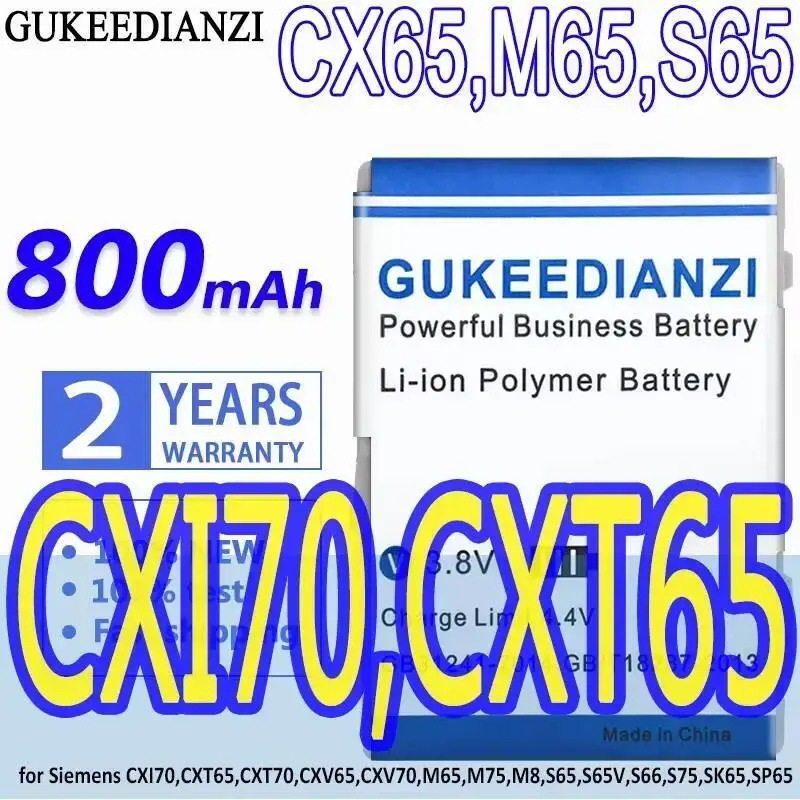Аккумулятор мобильного телефона CX65, M65, S65 800 мАч для Siemens CXI70, CXT65, CXT70, CXV65, CXV70, M65, M75, M8, S65, S65V, S66, S75, SK65, SP65
Аккумулятор мобильного телефона CX65, M65, S65 800 мАч для Siemens CXI70, CXT65, CXT70, CXV65, CXV70, M65, M75, M8, S65, S65V, S66, S75, SK65, SP65