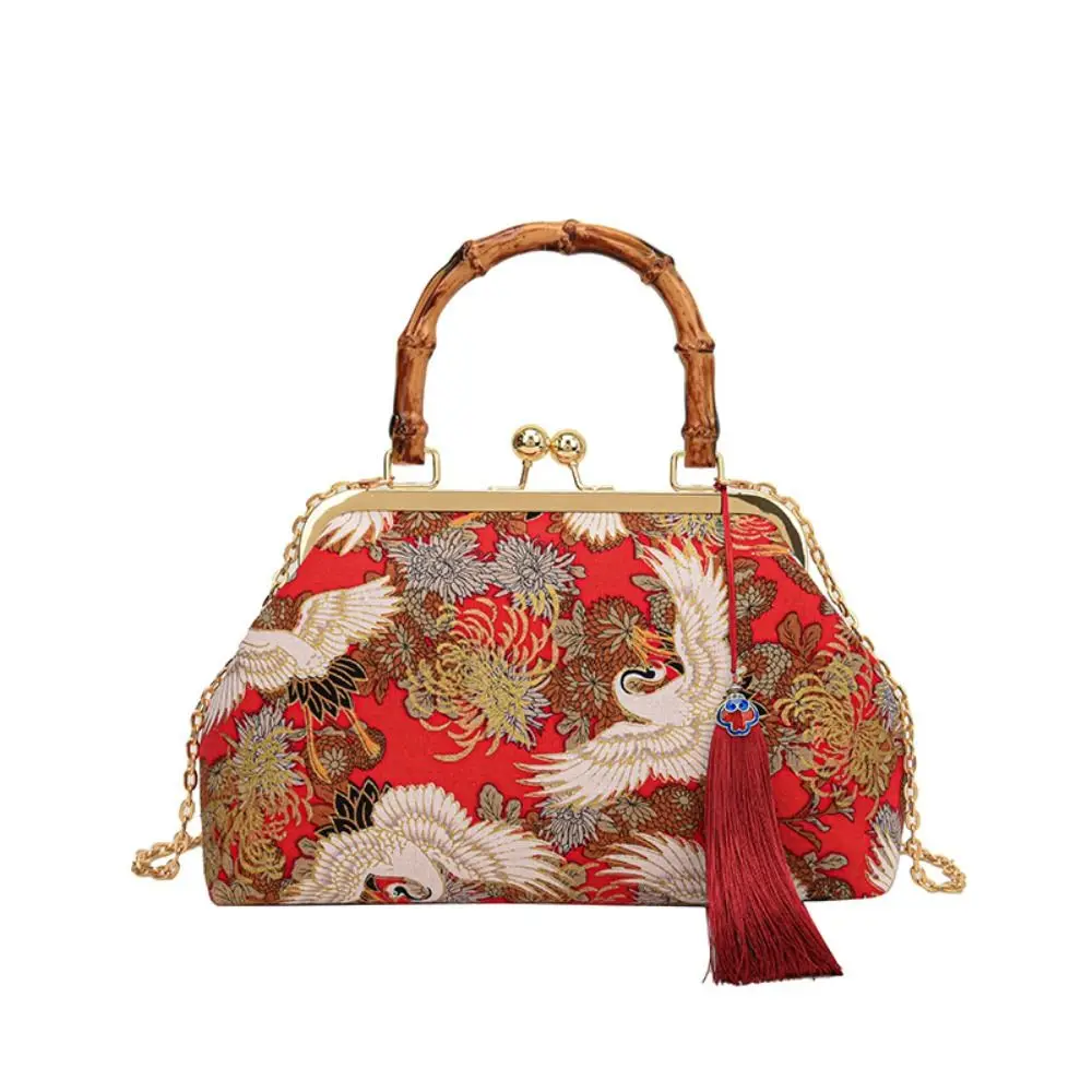 Luxury Rattan Handle Evening Clutch Bag Red Crowned Crane Print Tassel Chain Shoulder Bags Crossbody Bag For Women Bride Wedding
Luxury Rattan Handle Evening Clutch Bag Red Crowned Crane Print Tassel Chain Shoulder Bags Crossbody Bag For Women Bride Wedding