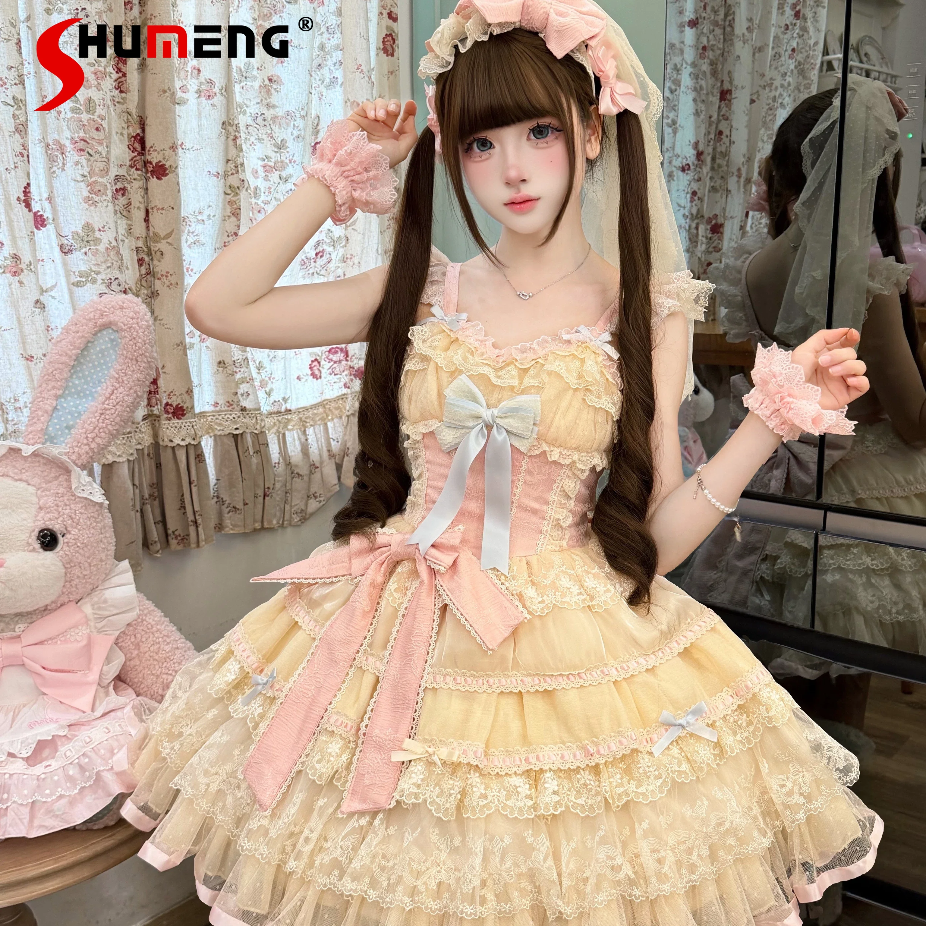Original Sweet Cute Girls' Princess Birthday Party Dress Lace Splicing Bow Layered Kawaii Puffy Cake Lolita JSK Dress for Women
Original Sweet Cute Girls' Princess Birthday Party Dress Lace Splicing Bow Layered Kawaii Puffy Cake Lolita JSK Dress for Women