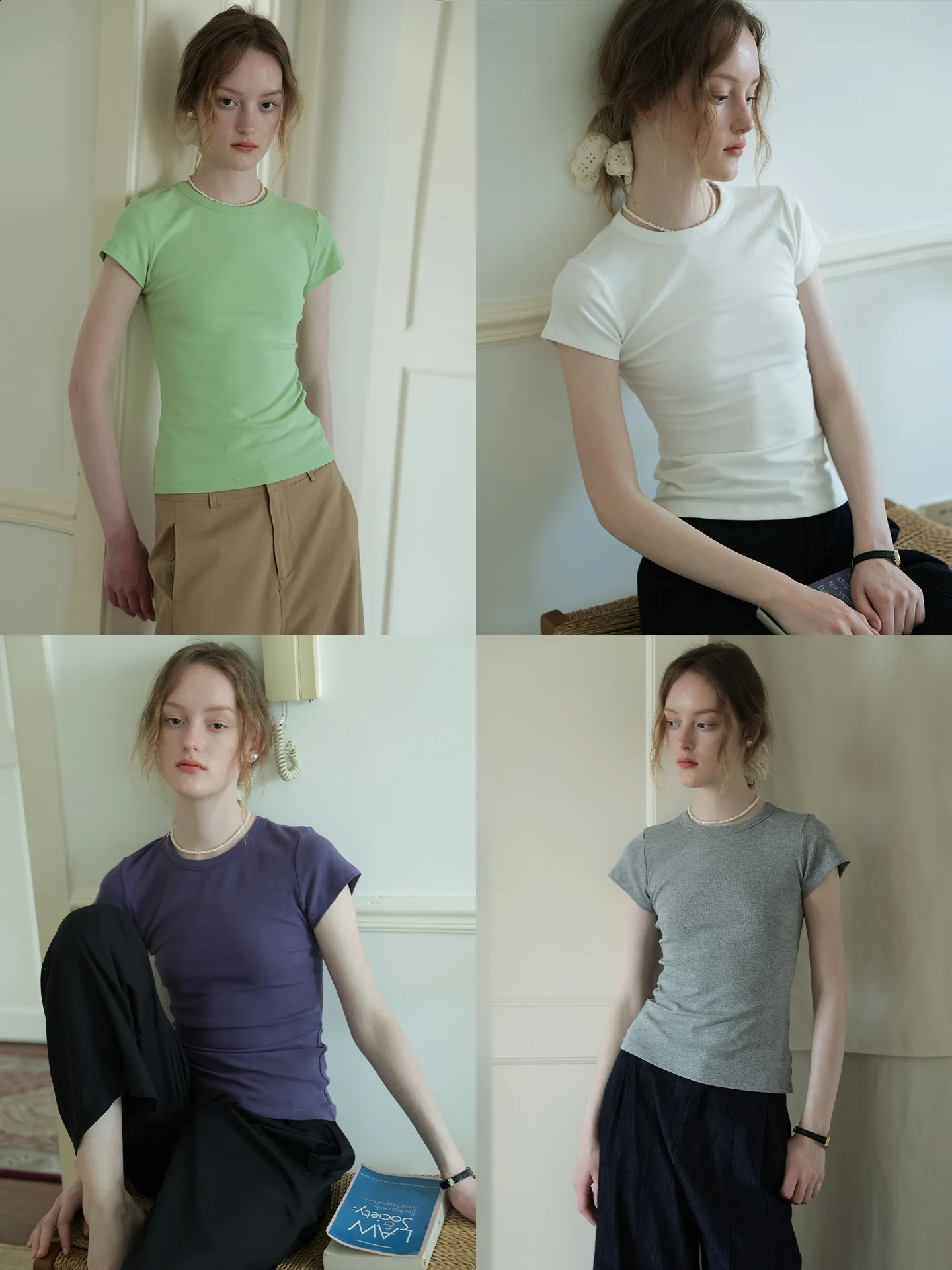 Spring White Basic Versatile Shoulder round Neck Short Sleeve T-Shirt Women Summer New High Elastic Slimming Base Top
Spring White Basic Versatile Shoulder round Neck Short Sleeve T-Shirt Women Summer New High Elastic Slimming Base Top