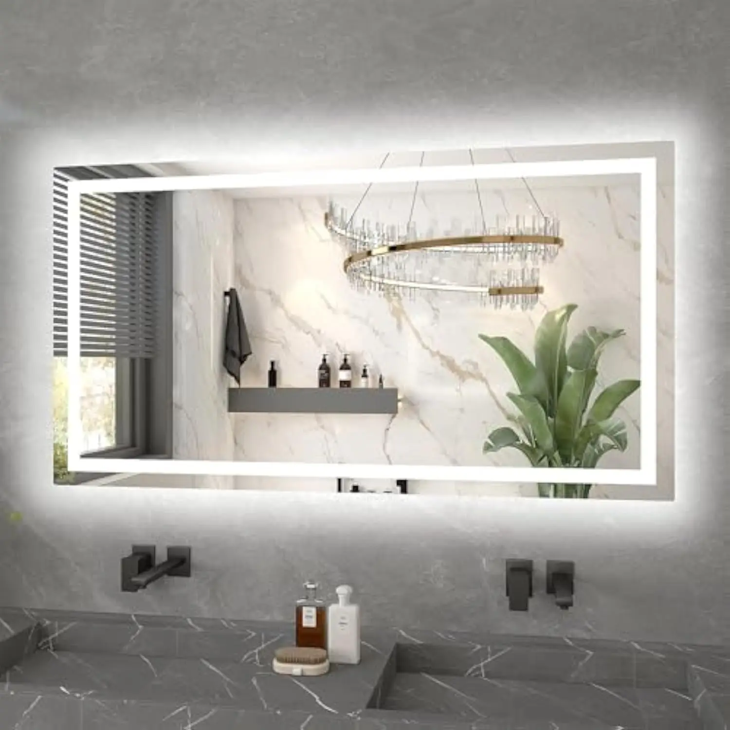 55X30 Led Mirror for Bathroom with Dimmable Bathroom Vanity Mirrors with Lights, Front and Backlit Anti-Fog Lighted Mirror, Tem
55X30 Led Mirror for Bathroom with Dimmable Bathroom Vanity Mirrors with Lights, Front and Backlit Anti-Fog Lighted Mirror, Tem