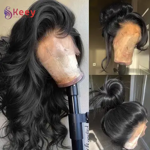 Pelucas de cabello humano liso de 200 de densidad, 40 pulgadas, prearrancado, 13x6 HD, peluca con malla frontal, peluca brasileña de cabello humano ondulado para mujeres