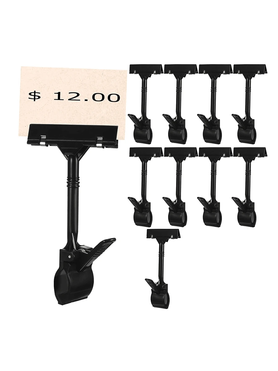 10pcs Adjustable Plastic Sign Holders, Clip-On Double End Display Clips, Rotating Reusable Sign Price Tag Merchandise Sign Displ
10pcs Adjustable Plastic Sign Holders, Clip-On Double End Display Clips, Rotating Reusable Sign Price Tag Merchandise Sign Displ