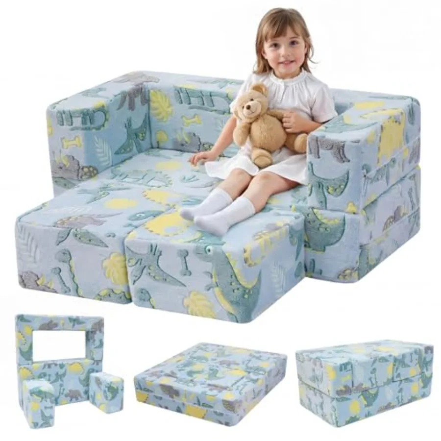 Glow-in-the-Dark Dinosaur Loveseat - Modular Toddler Play Couch that Folds Out Convertible Foam Chair and Mini Sofa Bed with Wa
Glow-in-the-Dark Dinosaur Loveseat - Modular Toddler Play Couch that Folds Out Convertible Foam Chair and Mini Sofa Bed with Wa