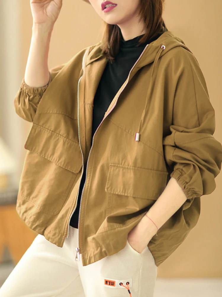 Women's Jackets 2025 New Autumn Windbreaker Female Hooded Jacket Casual Basic Coat Spring Loose Zipper Lightweight Outerwear
Women's Jackets 2025 New Autumn Windbreaker Female Hooded Jacket Casual Basic Coat Spring Loose Zipper Lightweight Outerwear