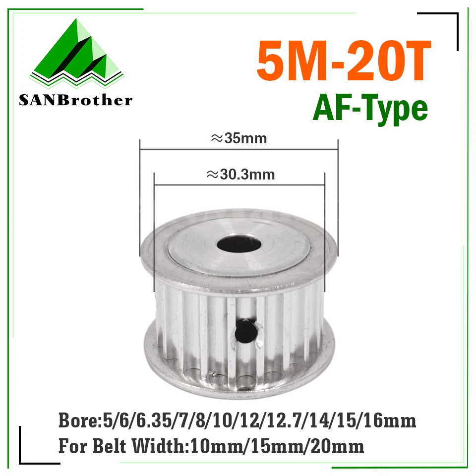 5M HTD5M 20 Teeth Idler Timing Pulley AF Type Bore 5/6/6.35/7/8/12/14/15/16mm for 10/15/20mm timing Belt 3D Printer Parts 20T
5M HTD5M 20 Teeth Idler Timing Pulley AF Type Bore 5/6/6.35/7/8/12/14/15/16mm for 10/15/20mm timing Belt 3D Printer Parts 20T