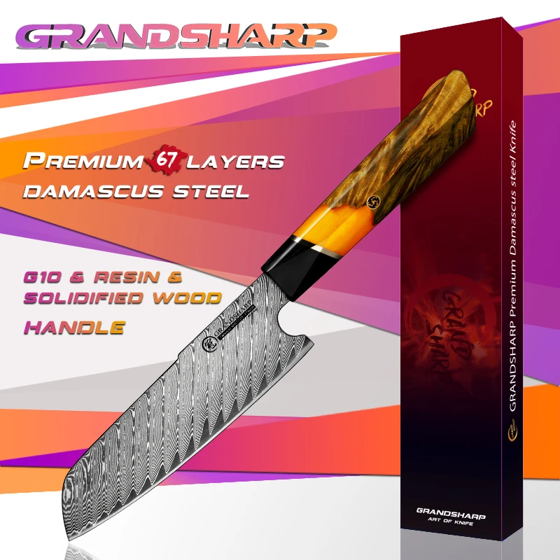 GRANDSHARP 4.9 Inch Santoku Knives 67 Layers Damascus Stainless Steel Professional Cooking Tools Gift Box Kitchen Cookware
GRANDSHARP 4.9 Inch Santoku Knives 67 Layers Damascus Stainless Steel Professional Cooking Tools Gift Box Kitchen Cookware