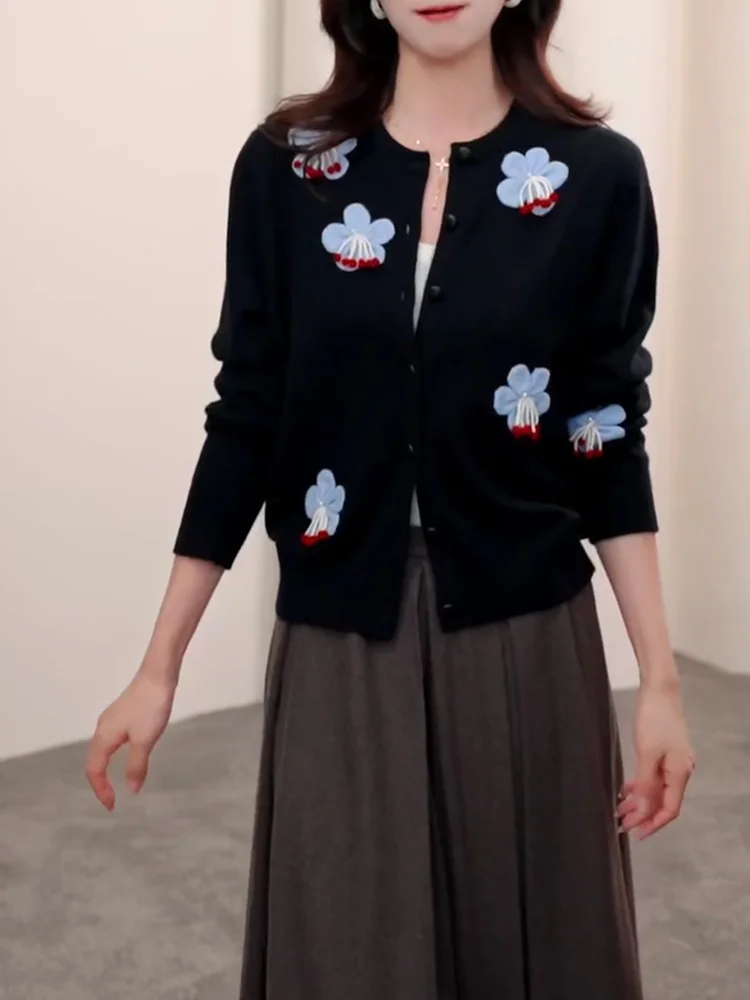 Korean Sle Heavy Knitting Flower Pattern Open Cardigan Bla Top Faionable Versatile Large Size Autumn New Arrival
Korean Sle Heavy Knitting Flower Pattern Open Cardigan Bla Top Faionable Versatile Large Size Autumn New Arrival