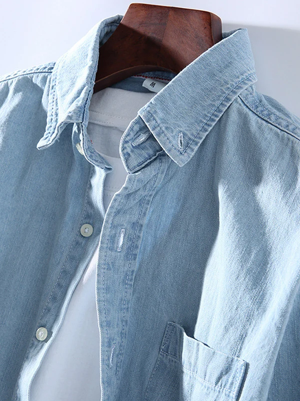 Loose Fit Pure Cotton Long Sleeve Men's Denim Shirt Spring Autumn Casual Style Vintage Trendy Top Outerwear Jacket
Loose Fit Pure Cotton Long Sleeve Men's Denim Shirt Spring Autumn Casual Style Vintage Trendy Top Outerwear Jacket