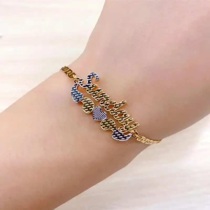 Two Tone Gold With Heart Personalized Name Bracelet 3D Custom Name Stainless Steel Jewelry Double Layer Bracelets For Women Gift
Two Tone Gold With Heart Personalized Name Bracelet 3D Custom Name Stainless Steel Jewelry Double Layer Bracelets For Women Gift
