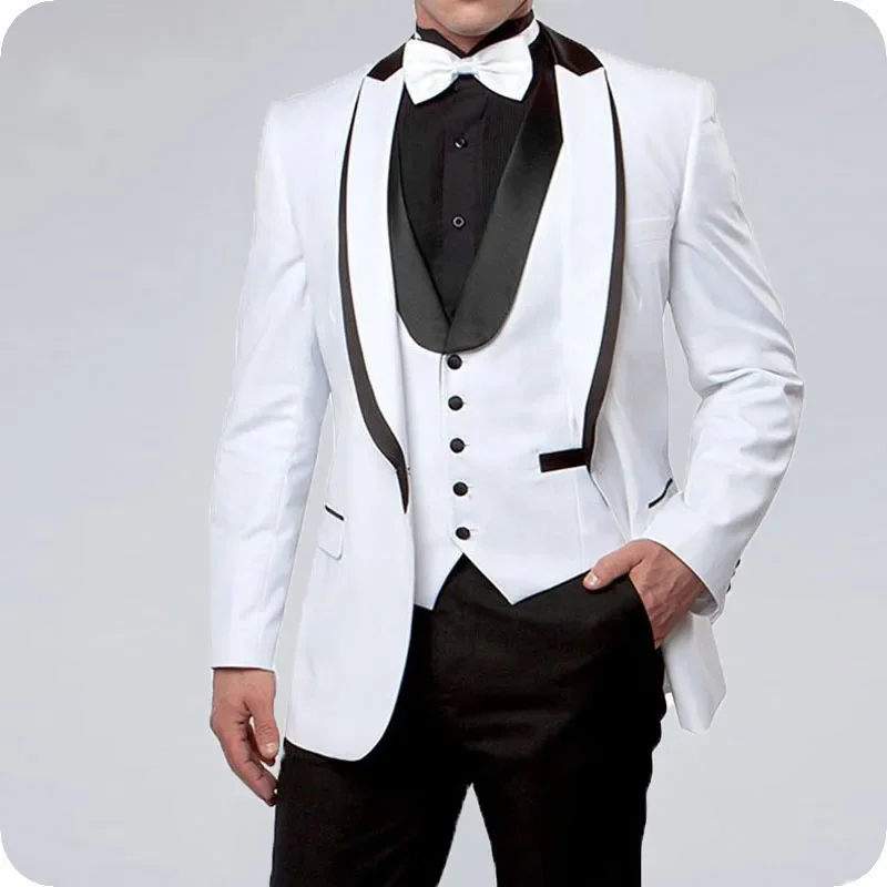White Black Shawl Lapel Custom Made Groom Wear Wedding Suits Tuxedos Blazer Slim Fit Formal Male Jacket Trousers Vest Best Man P
White Black Shawl Lapel Custom Made Groom Wear Wedding Suits Tuxedos Blazer Slim Fit Formal Male Jacket Trousers Vest Best Man P
