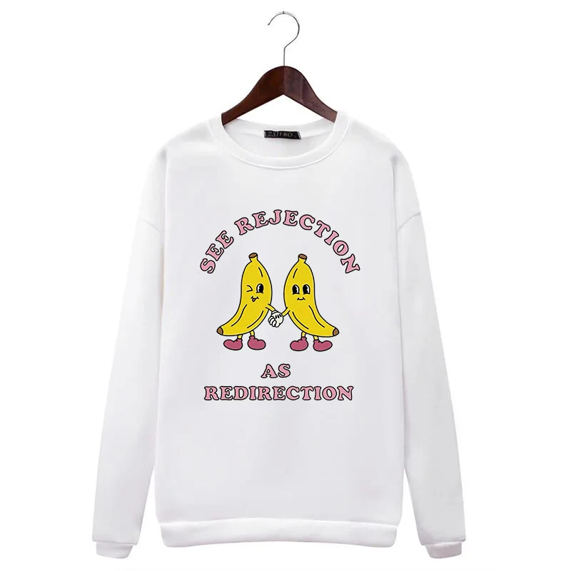 Fashion Womans Sweatshirt See Rejection As Redirection Letter Printed Pullover Loose Crewneck Hoodies Casual Female Clothing Top
Fashion Womans Sweatshirt See Rejection As Redirection Letter Printed Pullover Loose Crewneck Hoodies Casual Female Clothing Top