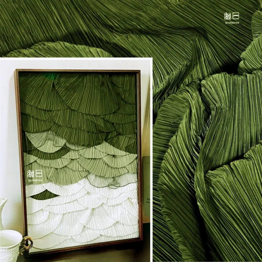 Avocado Green Fabric with Pleats and Folds Background for Clothes and Background Decoration
Avocado Green Fabric with Pleats and Folds Background for Clothes and Background Decoration