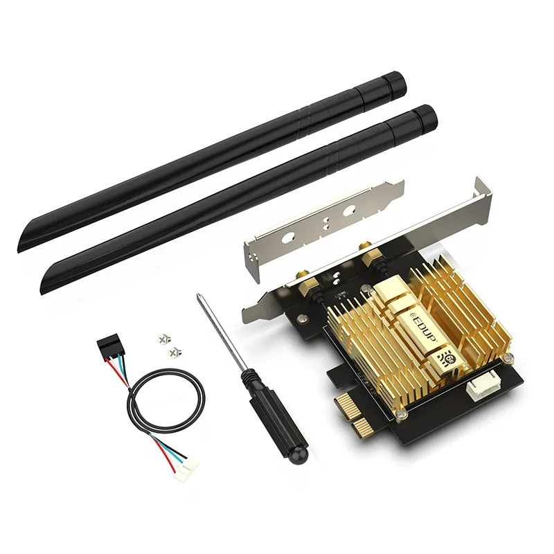 WiFi 6E 3000Mbps PCIE X1 Adapter Network Card Wireless Bluetooth 5.2 High Speed WiFi6E PCIE Chip Intel AX210NGW 2.4G/ 5G/6GHz
WiFi 6E 3000Mbps PCIE X1 Adapter Network Card Wireless Bluetooth 5.2 High Speed WiFi6E PCIE Chip Intel AX210NGW 2.4G/ 5G/6GHz