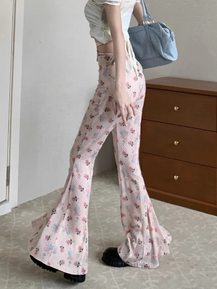 Sweet Floral Print Casual Pants for Women Sumemr Slim Fit Ruffles Flare Y2k E-Girl High Waist Loose Wide Leg
Sweet Floral Print Casual Pants for Women Sumemr Slim Fit Ruffles Flare Y2k E-Girl High Waist Loose Wide Leg
