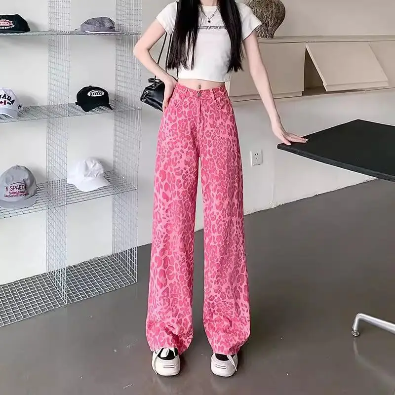 Y2k Leopard Print Wide Leg Baggy Jeans For Women High Street Pink Loose Denim Pants Korean Fashion Trousers Clothes 2024 Trendy
Y2k Leopard Print Wide Leg Baggy Jeans For Women High Street Pink Loose Denim Pants Korean Fashion Trousers Clothes 2024 Trendy