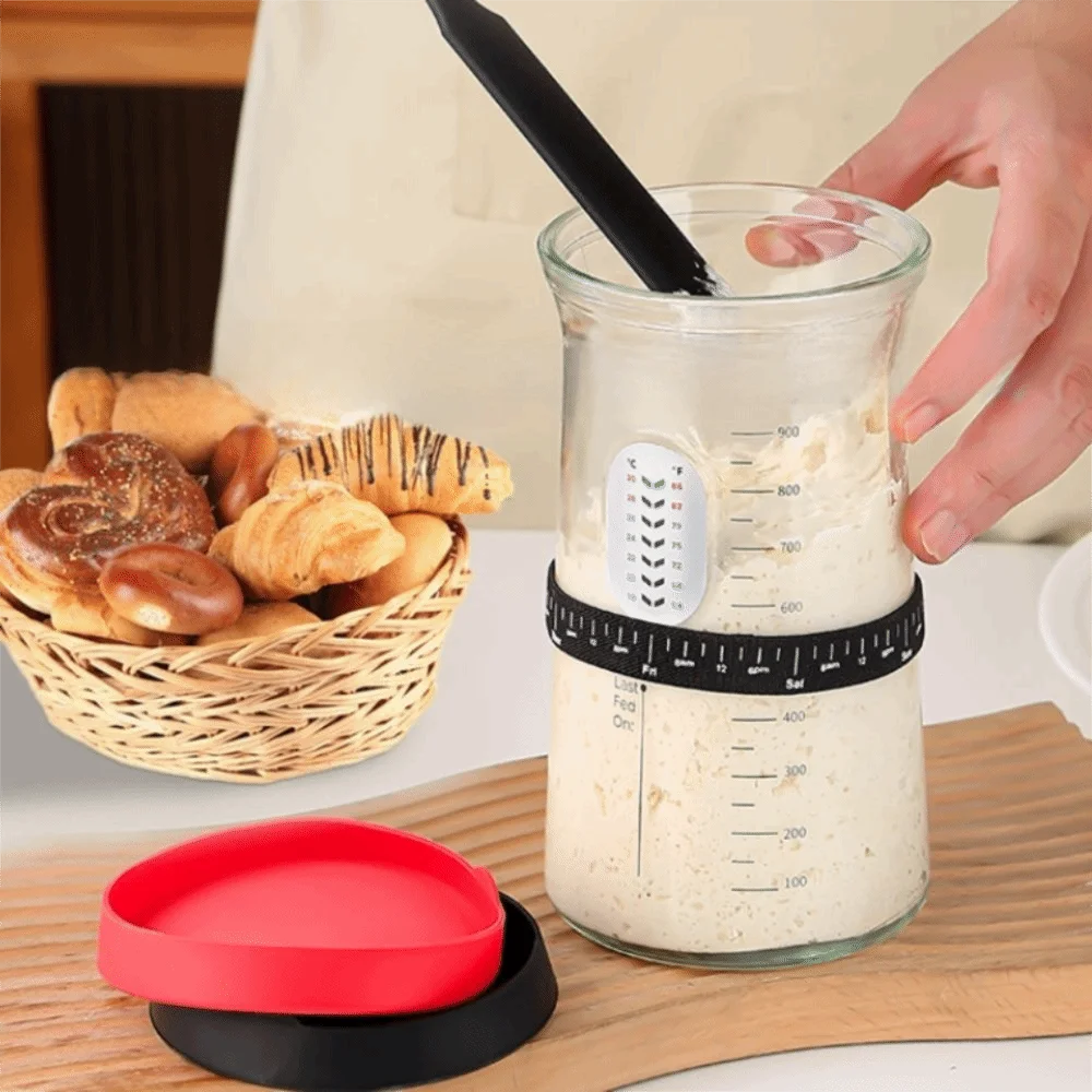 Kitchen Gadgets Wide Mouth Sourdough Starter Jar Glass with Scraper and Marked Band Dough Starter Container Scaled Fermenter Bun
Kitchen Gadgets Wide Mouth Sourdough Starter Jar Glass with Scraper and Marked Band Dough Starter Container Scaled Fermenter Bun