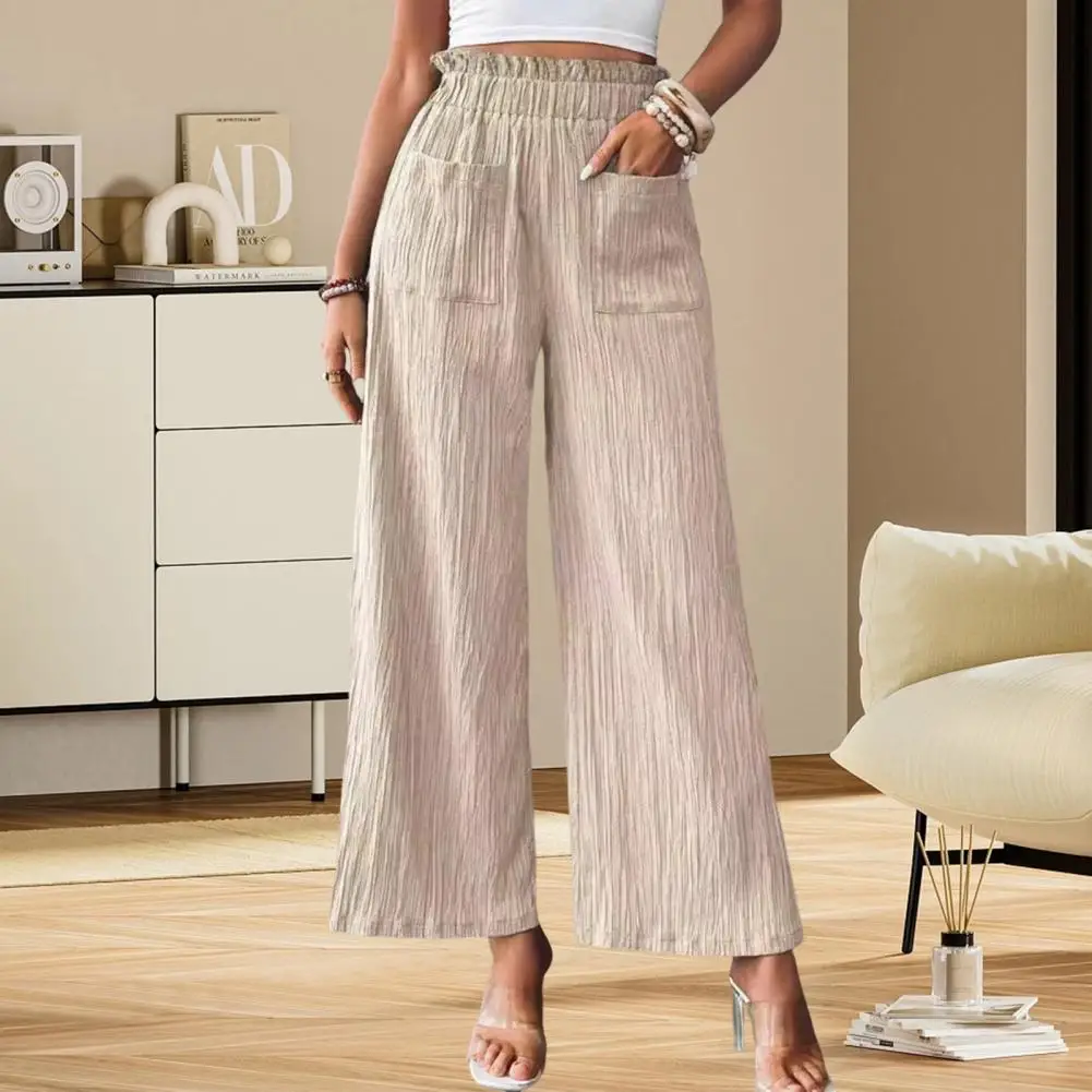 Women Wide-leg Pants Stylish Women's High Waist Pants With Pockets Loose Fit Solid Color Trousers For Summer Elastic For Women
Women Wide-leg Pants Stylish Women's High Waist Pants With Pockets Loose Fit Solid Color Trousers For Summer Elastic For Women