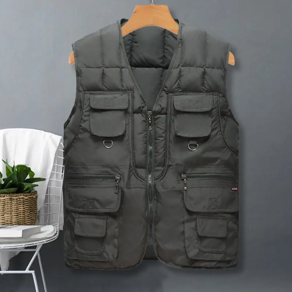 Men Vest Jacket Thickened Vest Jacket Men's Sleeveless Winter Vest with Multiple Pockets Zipper Closure Solid Color for Autumn
Men Vest Jacket Thickened Vest Jacket Men's Sleeveless Winter Vest with Multiple Pockets Zipper Closure Solid Color for Autumn