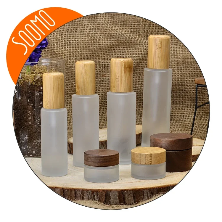 popularfrosted glass Cosmetic container Emulsion spray pump empty bottle cream jar with Eco friendly wood bamboo cap pipette lid
popularfrosted glass Cosmetic container Emulsion spray pump empty bottle cream jar with Eco friendly wood bamboo cap pipette lid