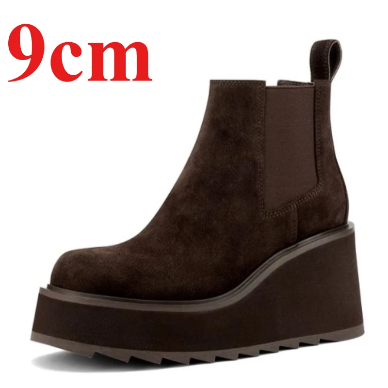 Frosted Cowhide Chimney Boots Shoes and Women's 9cm Thick Bottom Height Increasing Boots Genuine Leather Hand-sewn Chelsea Boots
Frosted Cowhide Chimney Boots Shoes and Women's 9cm Thick Bottom Height Increasing Boots Genuine Leather Hand-sewn Chelsea Boots