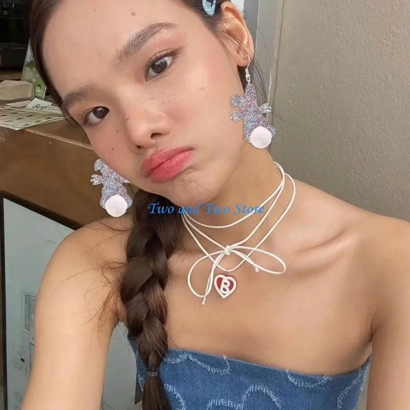 HX6F Colorful Sequins Dangle Earrings Fashion Rabbit Plush Ball Pendant Earrings
HX6F Colorful Sequins Dangle Earrings Fashion Rabbit Plush Ball Pendant Earrings