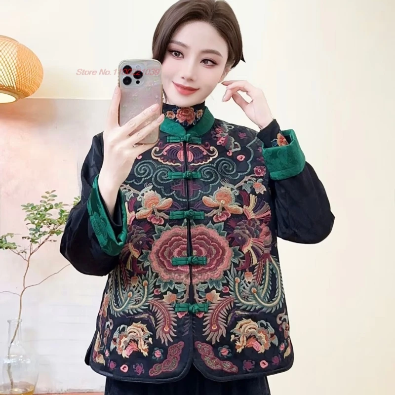 Китайская винтажная атласная жаккардовая куртка 2025 года, национальная хлопковая стеганая куртка с цветочной вышивкой Феникса, традиционная куртка, топы ханьфу
Китайская винтажная атласная жаккардовая куртка 2025 года, национальная хлопковая стеганая куртка с цветочной вышивкой Феникса, традиционная куртка, топы ханьфу