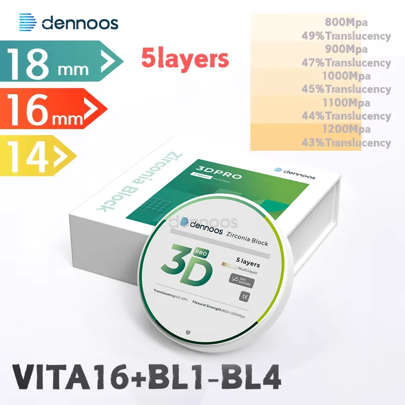 A1-BL1 Lodden Dental 3D Pro Многослойные блоки циркония Дисковая инкрустация Коронка Материал 98 мм для CAD/CAM Roland Фрезерный станок
A1-BL1 Lodden Dental 3D Pro Многослойные блоки циркония Дисковая инкрустация Коронка Материал 98 мм для CAD/CAM Roland Фрезерный станок