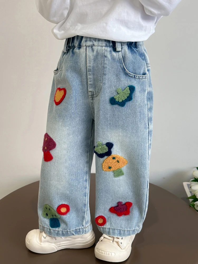 Girls Embroidered Denim Jeans Casual Spring Autumn High Waist Straight Leg Long Pants Deep And Light Colors Regular Thickness
Girls Embroidered Denim Jeans Casual Spring Autumn High Waist Straight Leg Long Pants Deep And Light Colors Regular Thickness