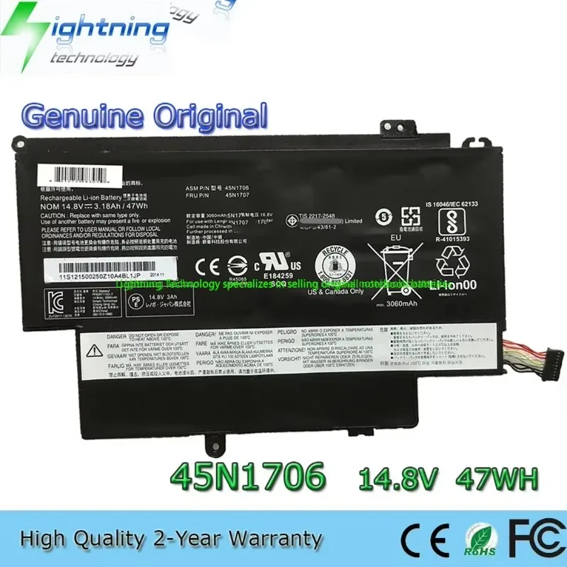 2025 Year Genuine Original 45N1706 14.8V 47Wh Notebook Battery for Lenovo ThinkPad 12.5" S1 Yoga (20CD0060CD) 45N1704 45N1705
2025 Year Genuine Original 45N1706 14.8V 47Wh Notebook Battery for Lenovo ThinkPad 12.5" S1 Yoga (20CD0060CD) 45N1704 45N1705