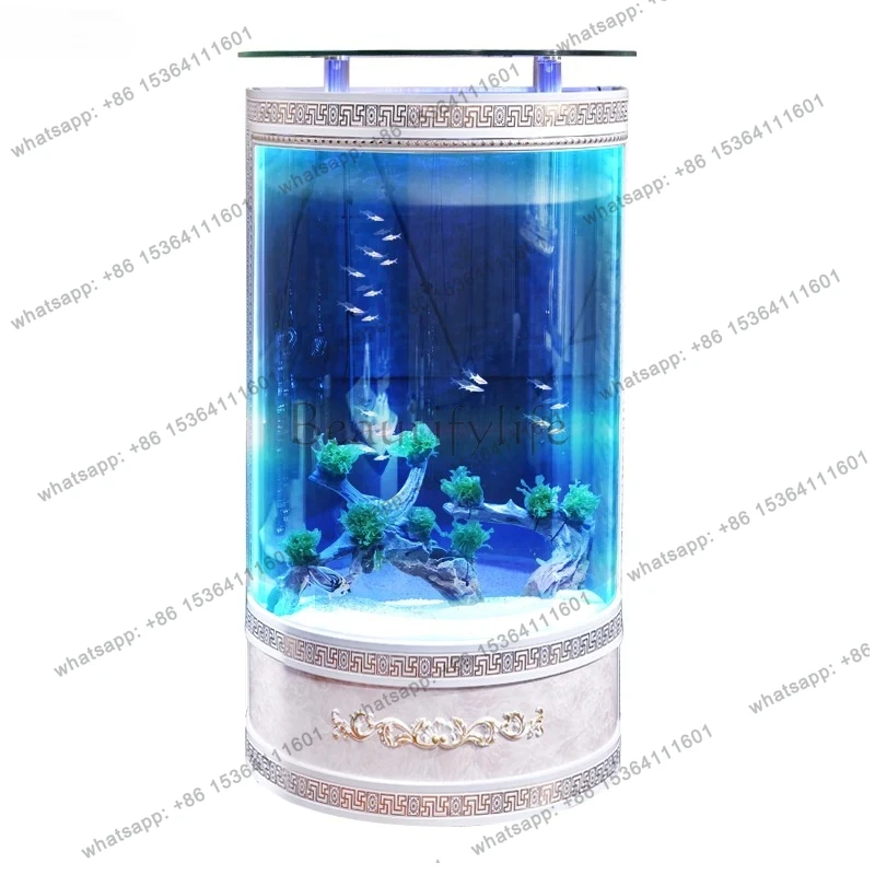 Semi-circular Fish Tank, Next To The TV Cabinet in The Living Room, Household Glass Floor-to-ceiling Landscaping Aquarium
Semi-circular Fish Tank, Next To The TV Cabinet in The Living Room, Household Glass Floor-to-ceiling Landscaping Aquarium