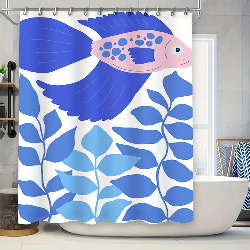 Blue Fish Leaf Print Shower Curtain Waterproof Fabric Bathroom Decor Various Sizes Available for Your Home
Blue Fish Leaf Print Shower Curtain Waterproof Fabric Bathroom Decor Various Sizes Available for Your Home