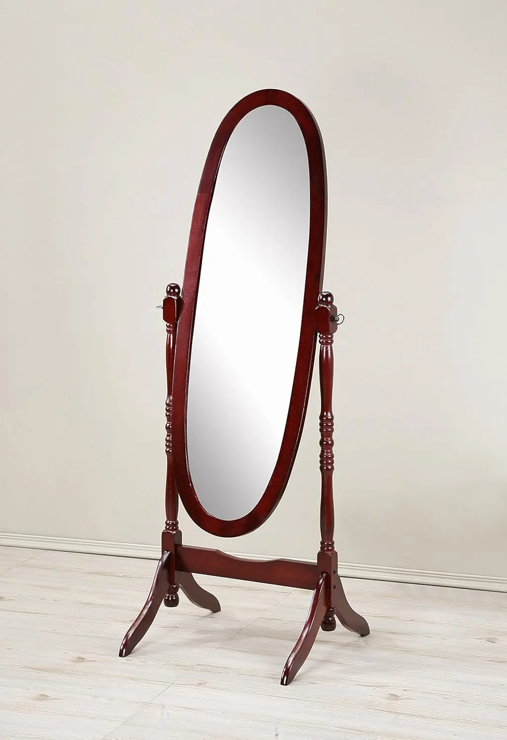 Traditional Queen Anna Style Wood Floor Cheval Mirror with Cherry Finish, Freestanding Full-Body View
Traditional Queen Anna Style Wood Floor Cheval Mirror with Cherry Finish, Freestanding Full-Body View