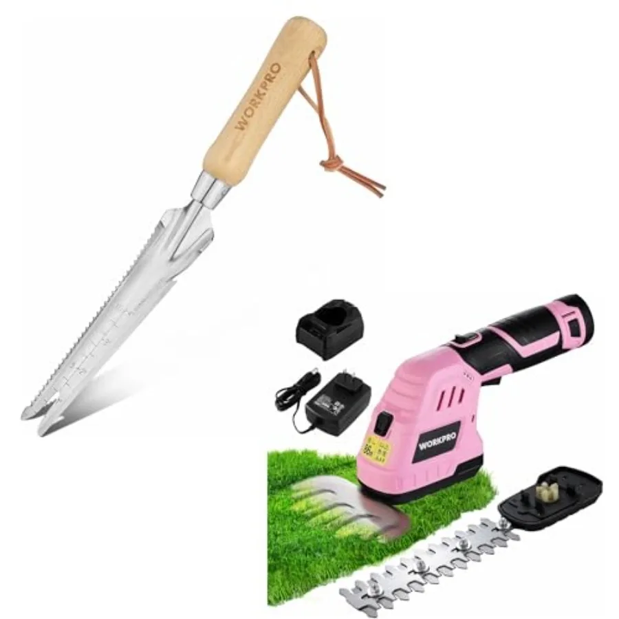 WORKPRO 5-in-1 Stainless Steel Garden Trowel with Wooden Handle and 2 in 1 Handheld Hedge Trimmer
WORKPRO 5-in-1 Stainless Steel Garden Trowel with Wooden Handle and 2 in 1 Handheld Hedge Trimmer