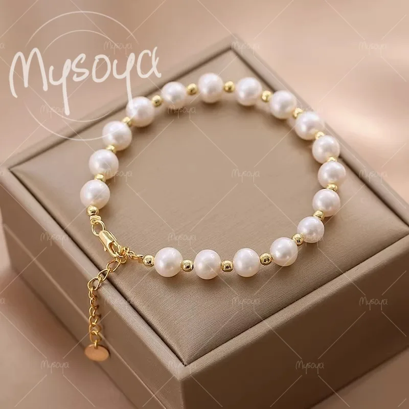 MYSOYA 6-7mm White Freshwater Pearl Bracelet, with Gift Box, Her His Gift, Birthday, Wedding, Anniversary, Mother's Day A0042
MYSOYA 6-7mm White Freshwater Pearl Bracelet, with Gift Box, Her His Gift, Birthday, Wedding, Anniversary, Mother's Day A0042