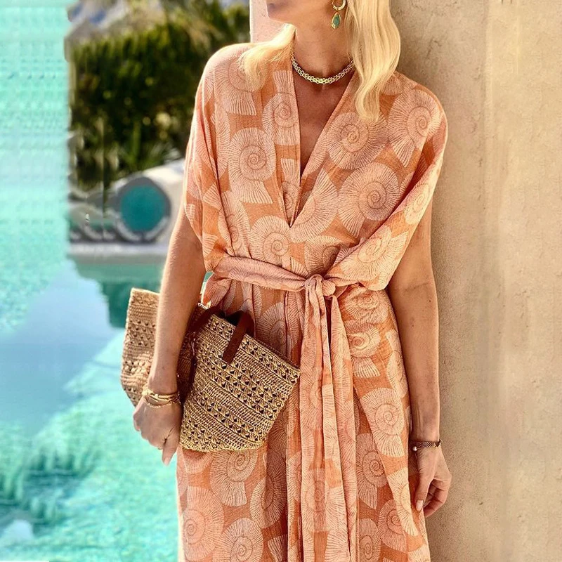 Bohemian Pattern Print Lace-up Long Dress Women Spring V Neck Loose A-Line Party Dress Summer Short Sleeve Holiday Beach Dresses
Bohemian Pattern Print Lace-up Long Dress Women Spring V Neck Loose A-Line Party Dress Summer Short Sleeve Holiday Beach Dresses