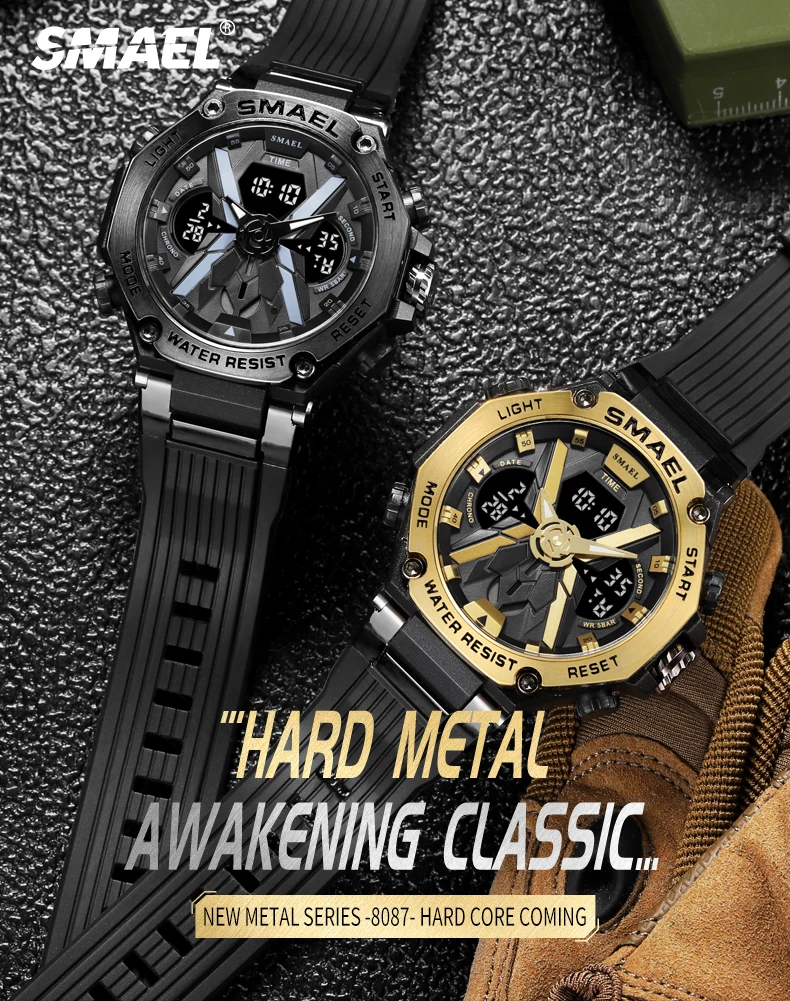 SMAEL Brand 8087 For Men's Digtal Quartz Watches 50m Waterproof Dual Display LED Back Light Watch
SMAEL Brand 8087 For Men's Digtal Quartz Watches 50m Waterproof Dual Display LED Back Light Watch