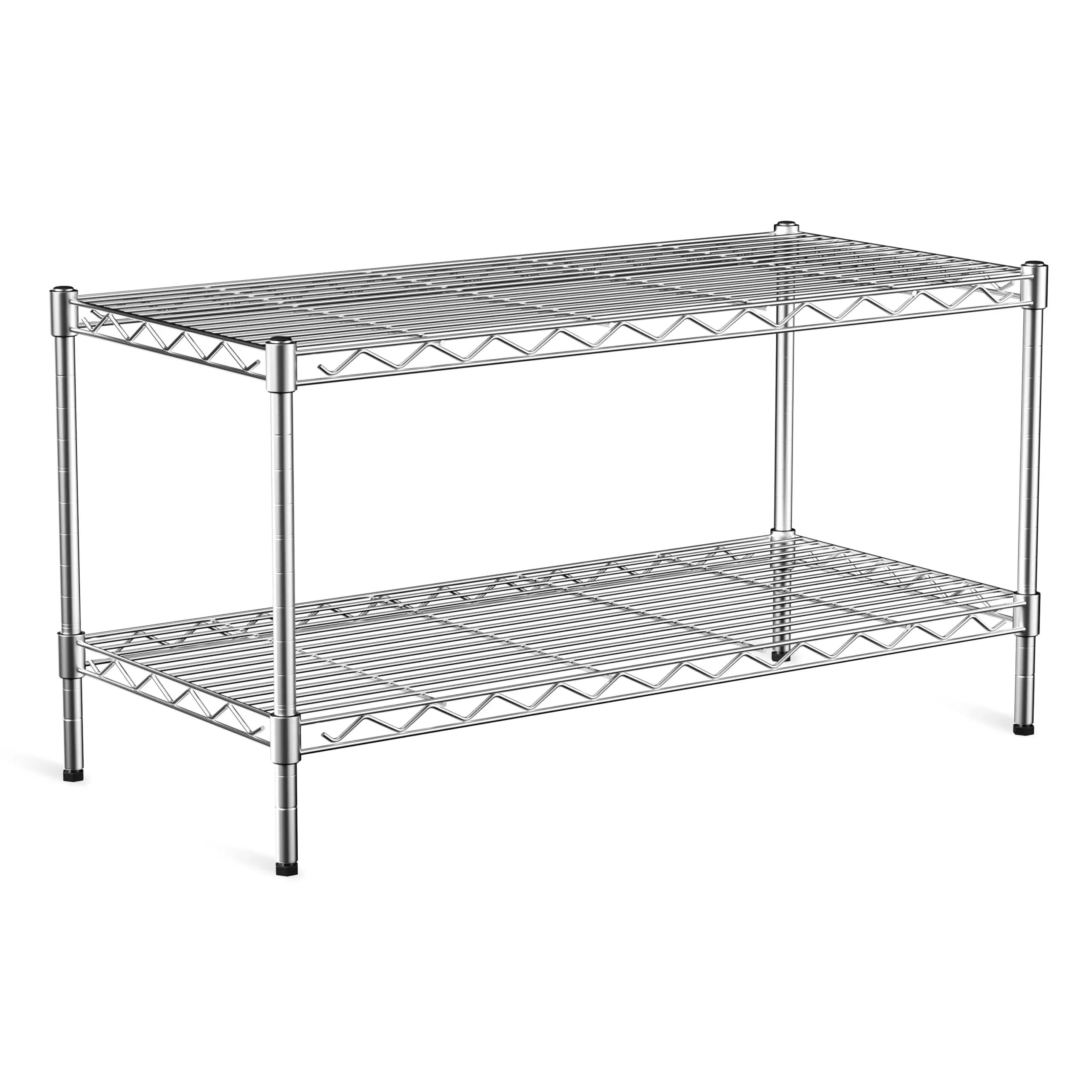 Heavy-Duty Two-Level Adjustable Metal Wire Shelving Unit 36x18x19.5 Inches With Stabilizing Feet For Kitchen Garage Office
Heavy-Duty Two-Level Adjustable Metal Wire Shelving Unit 36x18x19.5 Inches With Stabilizing Feet For Kitchen Garage Office