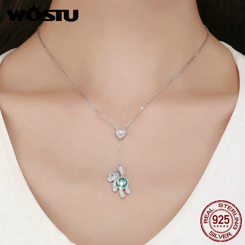 WOSTU High Quality 925 Sterling Silver Dazzling Bears & Heart Pendant Choker Necklace For Women Girl Fine Jewelry Gift FIN271
WOSTU High Quality 925 Sterling Silver Dazzling Bears & Heart Pendant Choker Necklace For Women Girl Fine Jewelry Gift FIN271