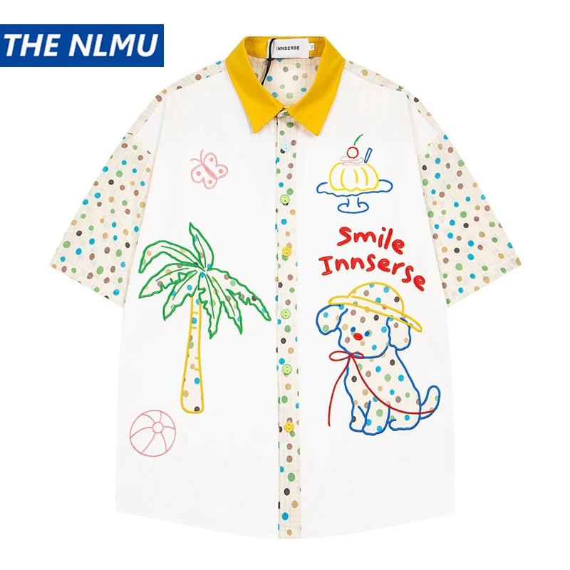 Men Vintage Hip Hop Funny Dog Embroidered Shirt American Street Style Polka Dot Color Block Collar Casual Summer Top Shirts
Men Vintage Hip Hop Funny Dog Embroidered Shirt American Street Style Polka Dot Color Block Collar Casual Summer Top Shirts